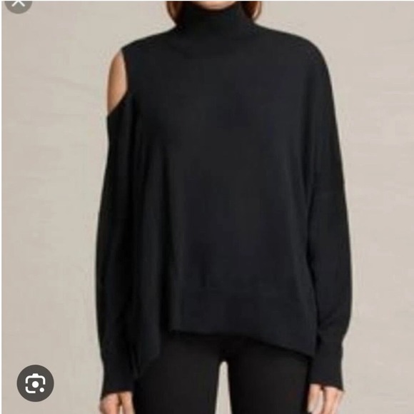 AllSaints Sweaters - AllSaints Cecily Jumper Black Cold Shoulder Turtleneck Knit‎ Sweater XS